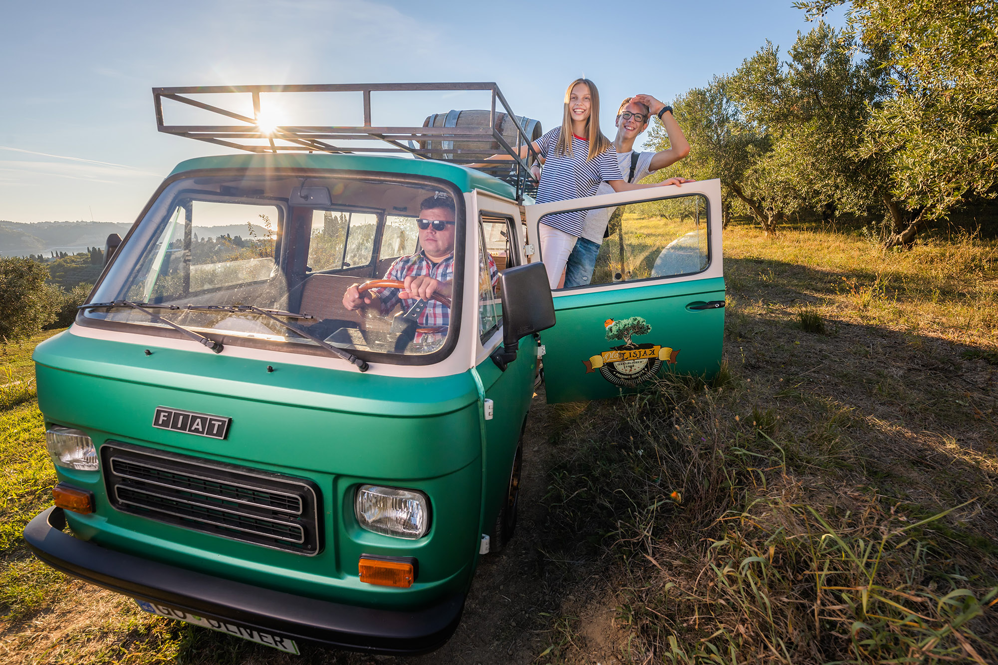 a vintage van tour of olive groves